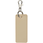 Rectangular recycled synthetic leather keyring with ring brown colour second rear view