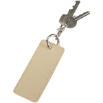 Rectangular recycled synthetic leather keyring with ring brown colour second view