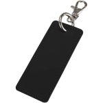 Rectangular recycled synthetic leather keyring with ring black colour