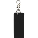 Rectangular recycled synthetic leather keyring with ring black colour second rear view
