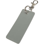 Rectangular recycled synthetic leather keyring with ring grey colour