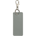 Rectangular recycled synthetic leather keyring with ring grey colour second rear view
