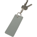 Rectangular recycled synthetic leather keyring with ring grey colour second view