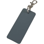 Rectangular recycled synthetic leather keyring with ring bondi blue colour