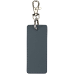 Rectangular recycled synthetic leather keyring with ring bondi blue colour second rear view