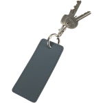 Rectangular recycled synthetic leather keyring with ring bondi blue colour second view