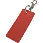 Rectangular recycled synthetic leather keyring with ring mahogany colour