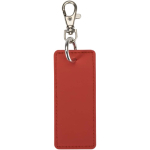 Rectangular recycled synthetic leather keyring with ring mahogany colour second rear view
