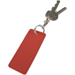 Rectangular recycled synthetic leather keyring with ring mahogany colour second view