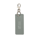 Rectangular recycled synthetic leather keyring with ring main view