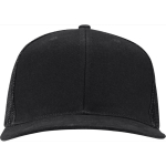6-panel cotton twill cap with flat peak 260 g/m2 black colour second front view