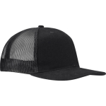 6-panel cotton twill cap with flat peak 260 g/m2 black colour side view