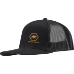 6-panel cotton twill cap with flat peak 260 g/m2 black colour screen printing view