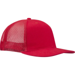 6-panel cotton twill cap with flat peak 260 g/m2 red colour side view