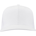 6-panel cotton twill cap with flat peak 260 g/m2 white colour second front view