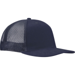 6-panel cotton twill cap with flat peak 260 g/m2 navy-blue colour side view