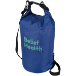 10L waterproof travel bag with roll-top closure royal blue colour transfer printing view