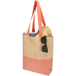 Woven straw bag with magnetic button and wide base 10L mahogany colour second view