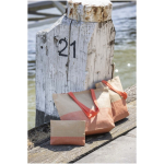 Woven straw bag with magnetic button and wide base 10L mahogany colour lifestyle image