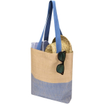 Woven straw bag with magnetic button and wide base 10L navy-blue colour second view