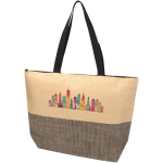 Woven straw paper bag with zip and base, 21L capacity black colour