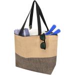 Woven straw paper bag with zip and base, 21L capacity black colour second view