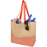 Woven straw paper bag with zip and base, 21L capacity mahogany colour second view