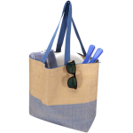Woven straw paper bag with zip and base, 21L capacity navy-blue colour second view