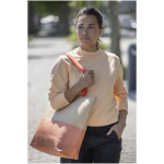 Woven straw paper bag with zip and base, 21L capacity navy-blue colour lifestyle image