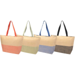 Woven straw paper bag with zip and base, 21L capacity marbled green colour second multiple colours view