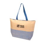 Woven straw paper bag with zip and base, 21L capacity main view