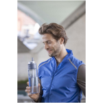 Bottle with integrated straw and leakproof push-button lid 700ml bondi blue colour lifestyle image 2