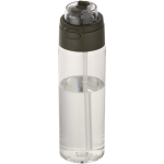 Bottle with integrated straw and leakproof push-button lid 700ml dark green colour