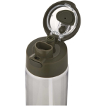 Bottle with integrated straw and leakproof push-button lid 700ml dark green colour close-up view 1