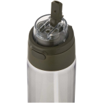 Bottle with integrated straw and leakproof push-button lid 700ml dark green colour close-up view 2