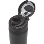 Single-wall bottle with flip-up straw and matte finish 800ml black colour close-up view 1