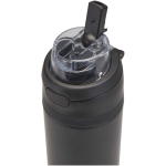 Single-wall bottle with flip-up straw and matte finish 800ml black colour close-up view 2