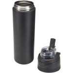Single-wall bottle with flip-up straw and matte finish 800ml black colour second view