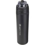 Single-wall bottle with flip-up straw and matte finish 800ml black colour printed logo view 2