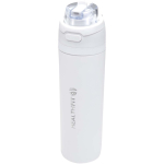 Single-wall bottle with flip-up straw and matte finish 800ml white colour printed logo view 2