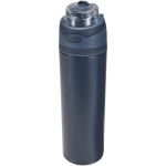 Single-wall bottle with flip-up straw and matte finish 800ml navy-blue colour