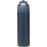 Single-wall bottle with flip-up straw and matte finish 800ml navy-blue colour second rear view
