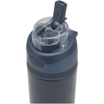 Single-wall bottle with flip-up straw and matte finish 800ml navy-blue colour close-up view 2