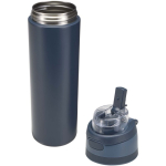 Single-wall bottle with flip-up straw and matte finish 800ml navy-blue colour second view