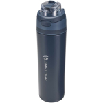 Single-wall bottle with flip-up straw and matte finish 800ml navy-blue colour printed logo view 2