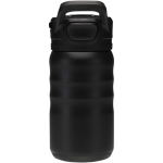 350ml sports bottle with leakproof flip straw black colour second rear view
