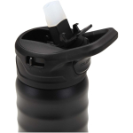 350ml sports bottle with leakproof flip straw black colour close-up view 1
