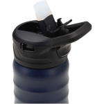 350ml sports bottle with leakproof flip straw navy-blue colour close-up view 1