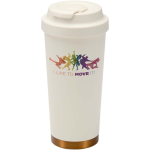 Matte double-wall stainless steel thermal tumbler 480ml beige colour