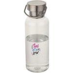 Water bottle with screw cap and stainless steel handle 600ml transparent colour pad printing view